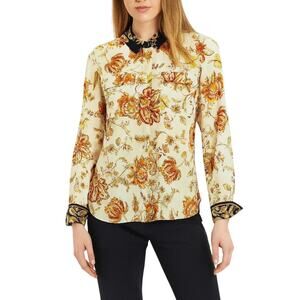 KOBI HALPERIN100% Silk Alix Floral Blouse-Shirt Women XXL Cream Elegant Designe